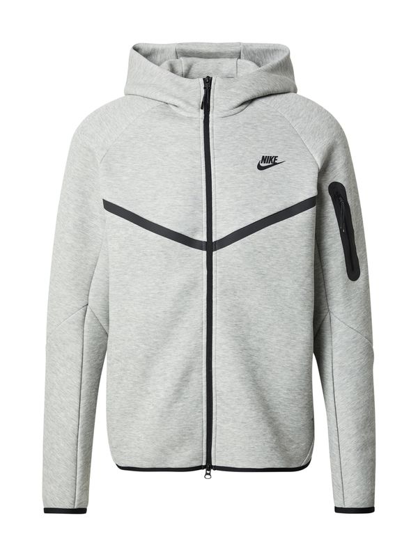 Nike Sportswear Nike Sportswear Sweater majica 'TECH FLEECE'  tamo siva / siva melange / crna