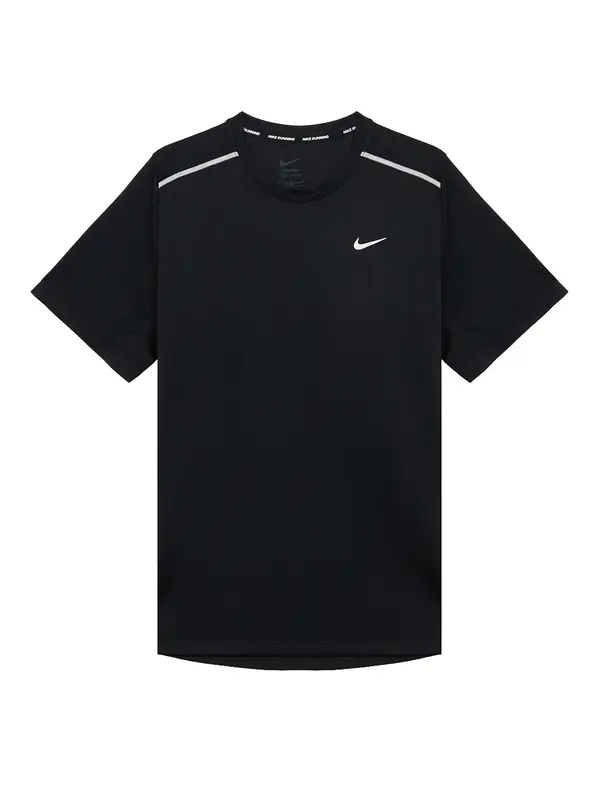 NIKE NIKE Tehnička sportska majica 'MILER'  crna / srebro / bijela