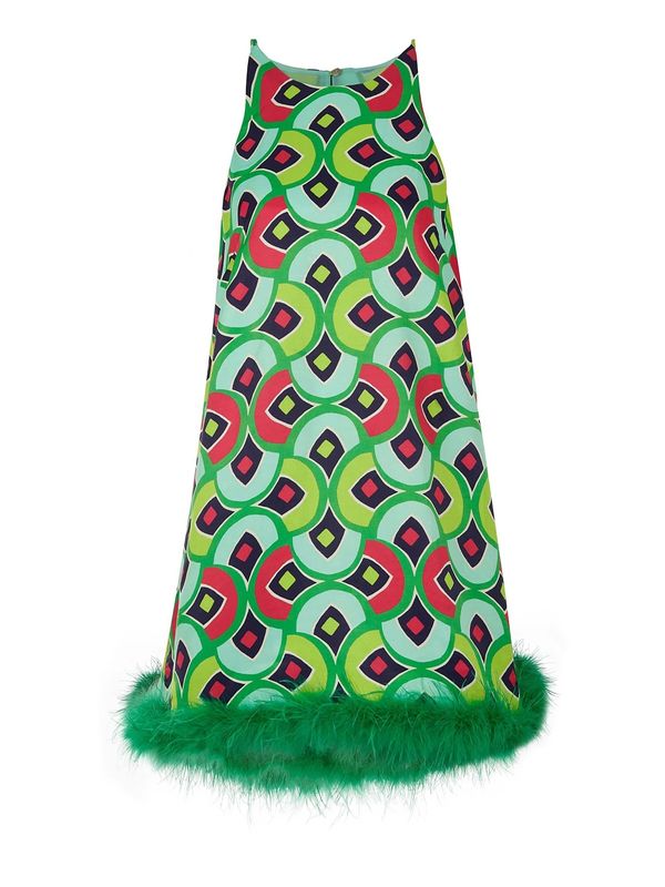 NOCTURNE NOCTURNE Haljina 'Otrish'  zelena / kivi zelena / krvavo crvena / bijela