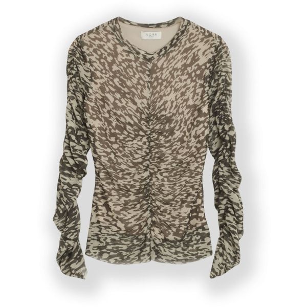 NORR NORR Majica 'Ulrikke'  bež / zeleno smeđa