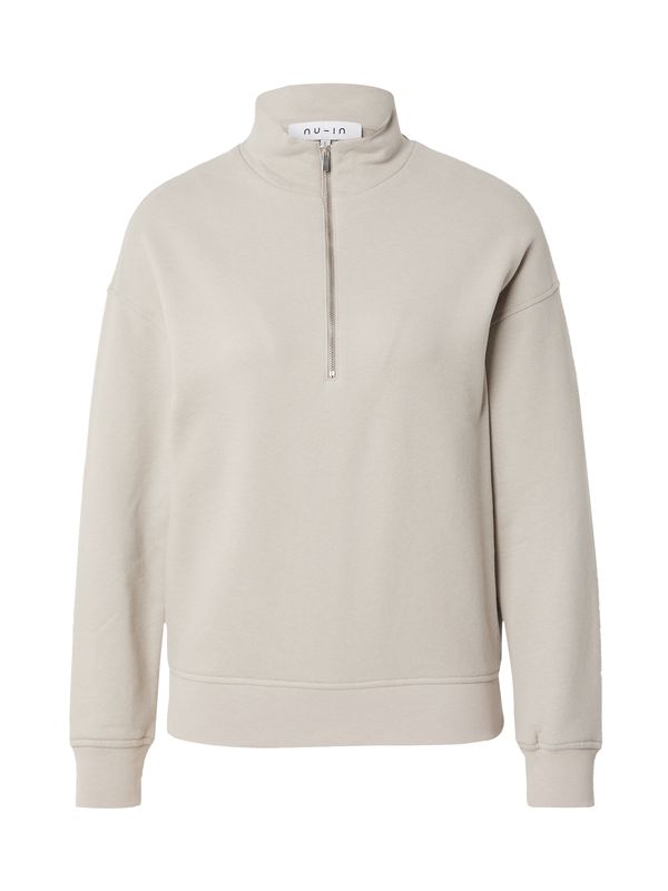 NU-IN NU-IN Sweater majica  bež siva / krvavo crvena