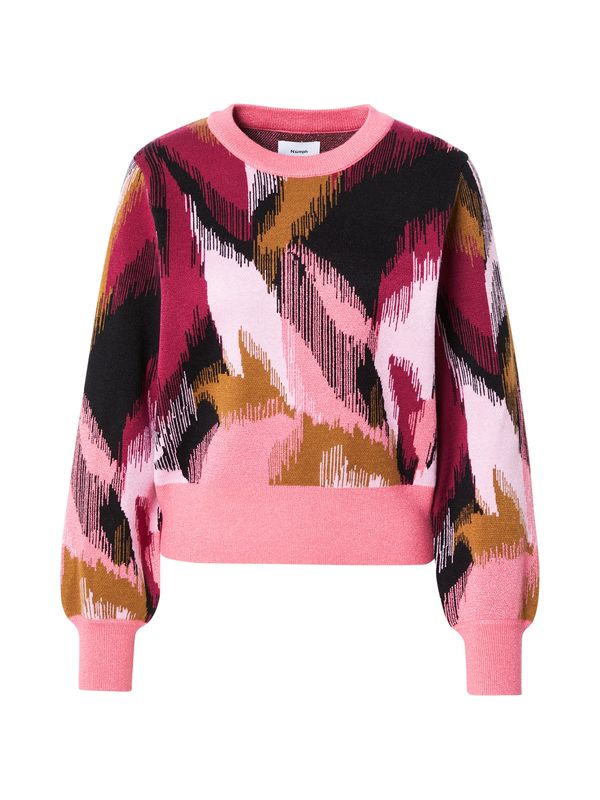 NÜMPH NÜMPH Pulover 'Leavy'  maslinasta / roza / tamno roza / crna