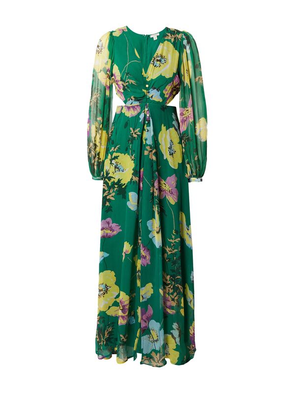 Oasis Oasis Haljina 'Soft Floral Button Detail Cut Out Maxi D'  smaragdno zelena / miks boja