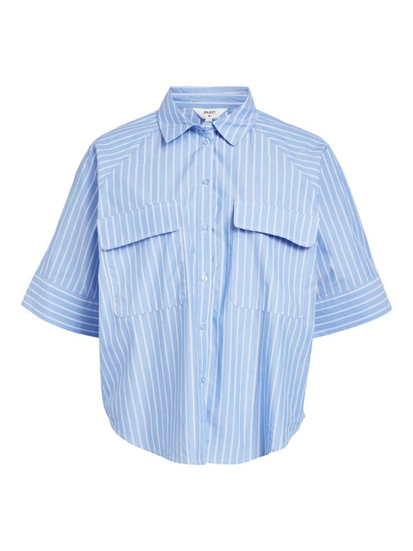 OBJECT OBJECT Bluza 'POPLINA'  azur / bijela