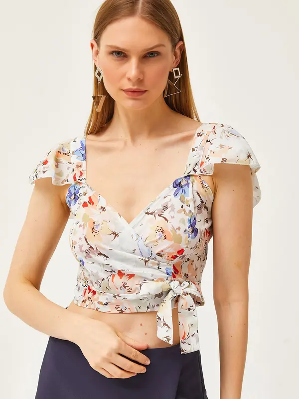olalook olalook Bluza  kraljevsko plava / smeđa / narančasta / svijetla bež
