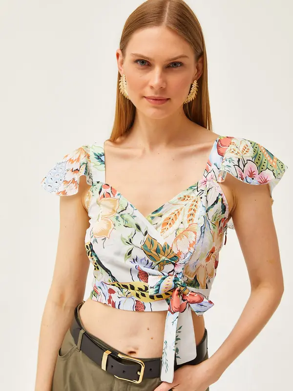 olalook olalook Bluza  svijetlozelena / narančasta / crna / bijela