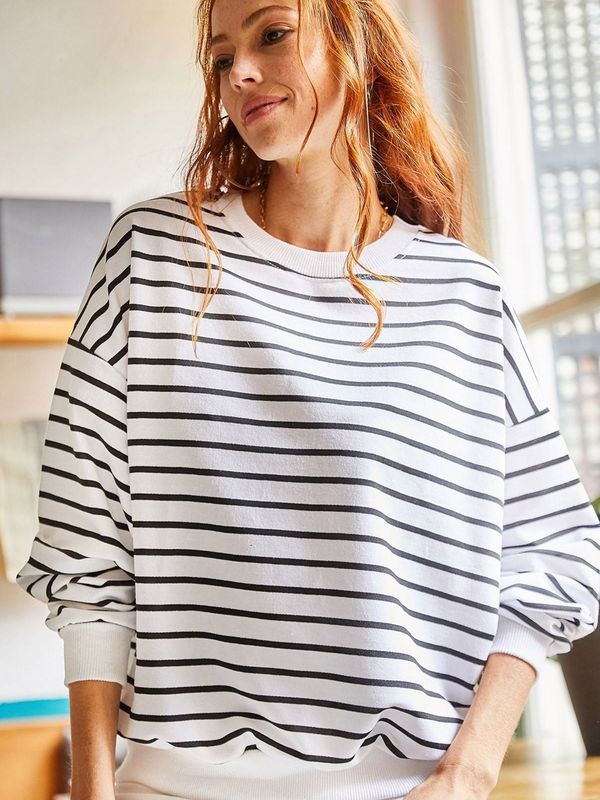 olalook olalook Sweater majica  mornarsko plava / bijela