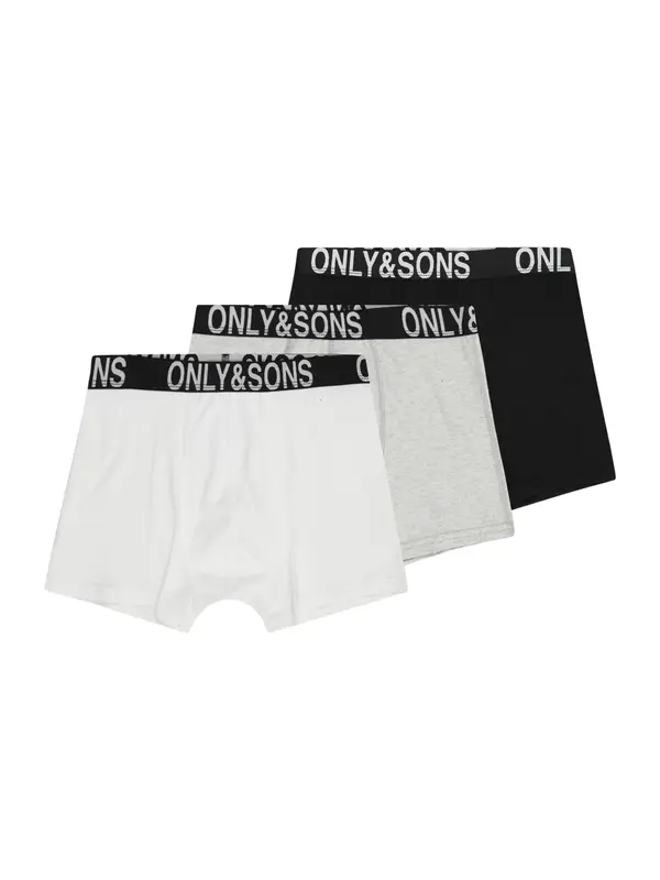 Only & Sons Junior Only & Sons Junior Gaće 'OSJFITZ'  siva / crna / bijela