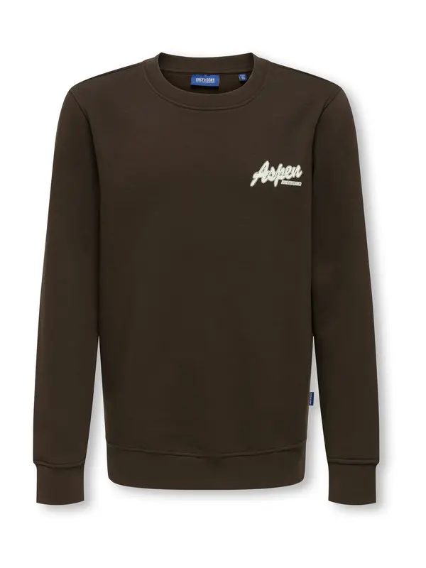 Only & Sons Junior Only & Sons Junior Sweater majica 'OSJCONNOR SNOW'  tamno smeđa / bijela