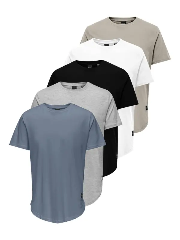 Only & Sons Only & Sons Majica 'MATT LONGY'  plava / siva / siva melange / bijela
