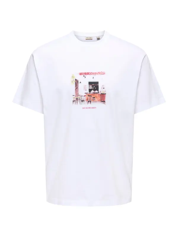 Only & Sons Only & Sons Majica 'ONSFRED'  tamno narančasta / svijetloroza / crna / bijela