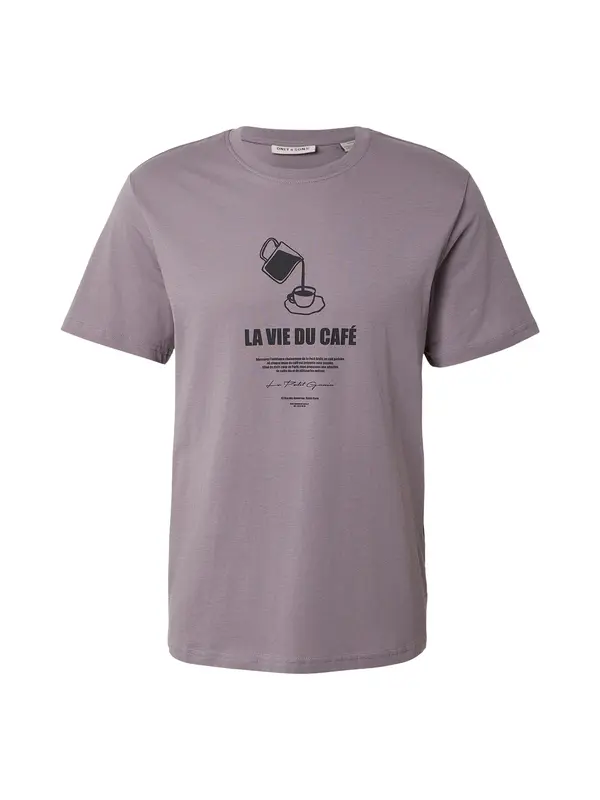 Only & Sons Only & Sons Majica 'ONSMASS PARISIEN'  sivkasto ljubičasta (mauve) / crna