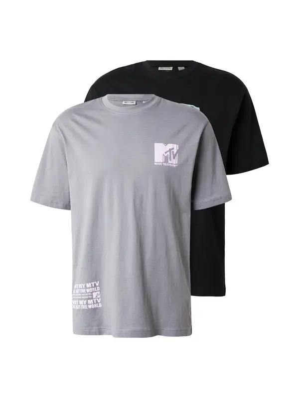 Only & Sons Only & Sons Majica 'ONSMTV'  siva / svijetloljubičasta / crna
