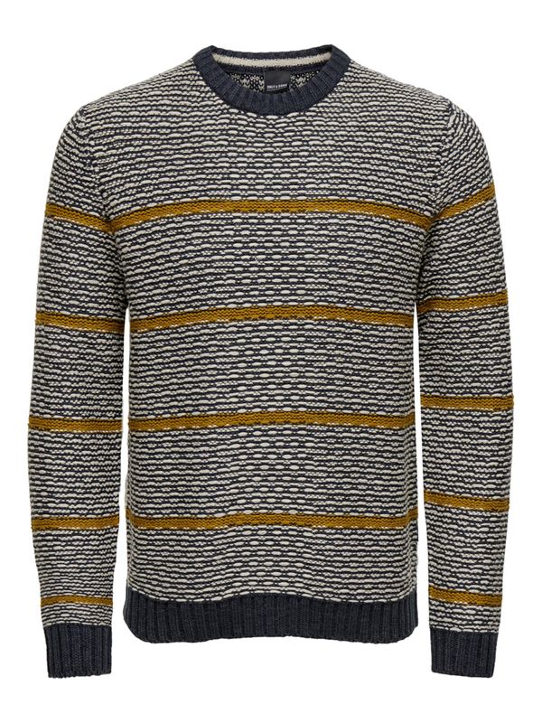 Only & Sons Only & Sons Pulover 'EAMON'  bež / mornarsko plava / sivkasto zelena