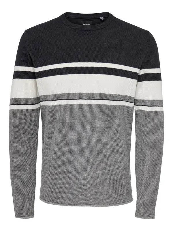 Only & Sons Only & Sons Pulover 'Niguel'  noćno plava / siva / bijela