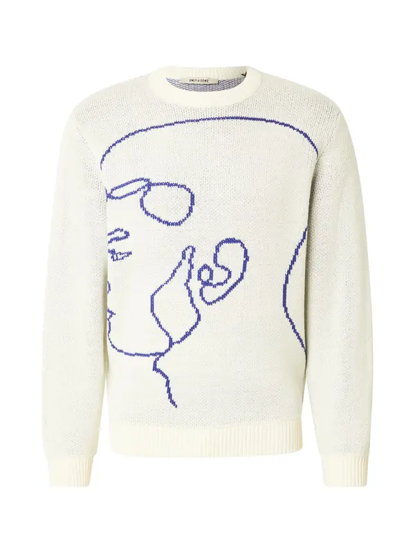 Only & Sons Only & Sons Pulover 'ONSHAMILTON'  ecru/prljavo bijela / plava
