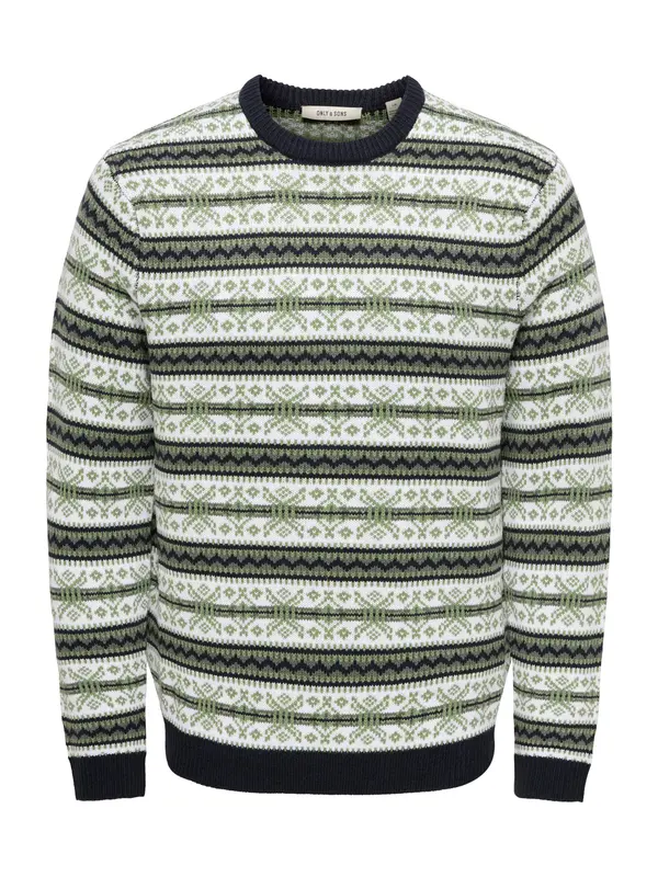 Only & Sons Only & Sons Pulover 'ONSHARRY'  zelena / bijela