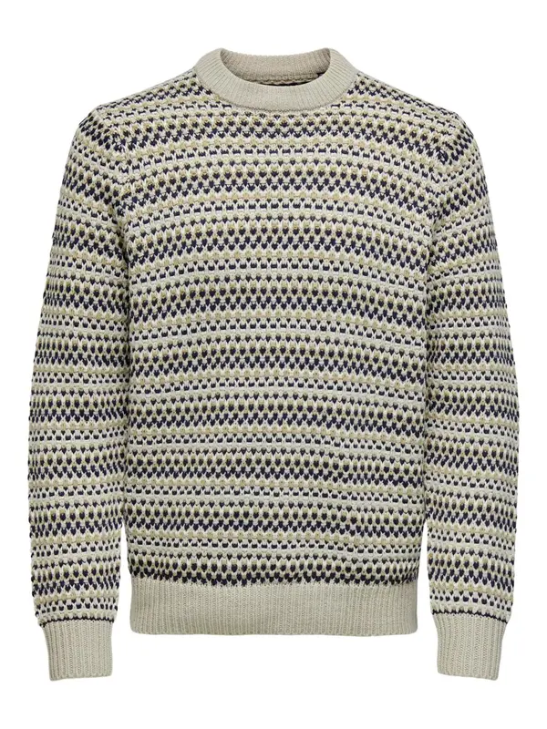 Only & Sons Only & Sons Pulover 'ONSMusa'  bež / siva / kraljevski zelena / bijela