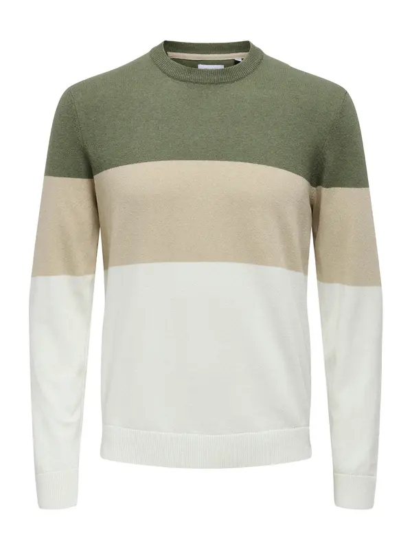 Only & Sons Only & Sons Pulover 'ONSRex'  bež / maslinasta / bijela