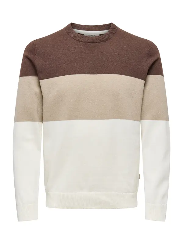 Only & Sons Only & Sons Pulover 'ONSREX'  tamno smeđa / vuneno bijela / bijela