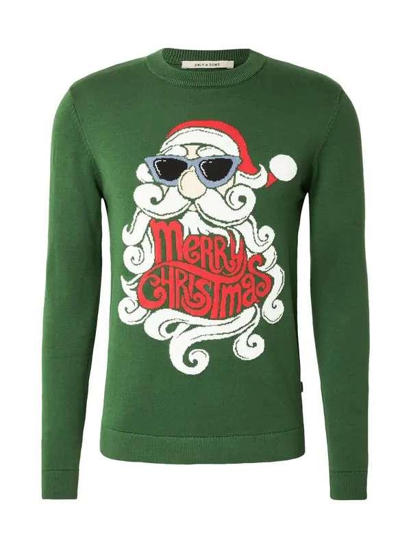 Only & Sons Only & Sons Pulover 'ONSXmas'  svijetloplava / zelena / crvena / bijela