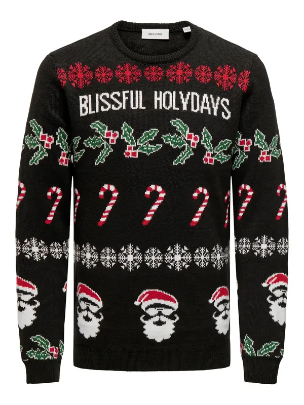 Only & Sons Only & Sons Pulover 'ONSXmas'  zelena / tamno crvena / crna / bijela