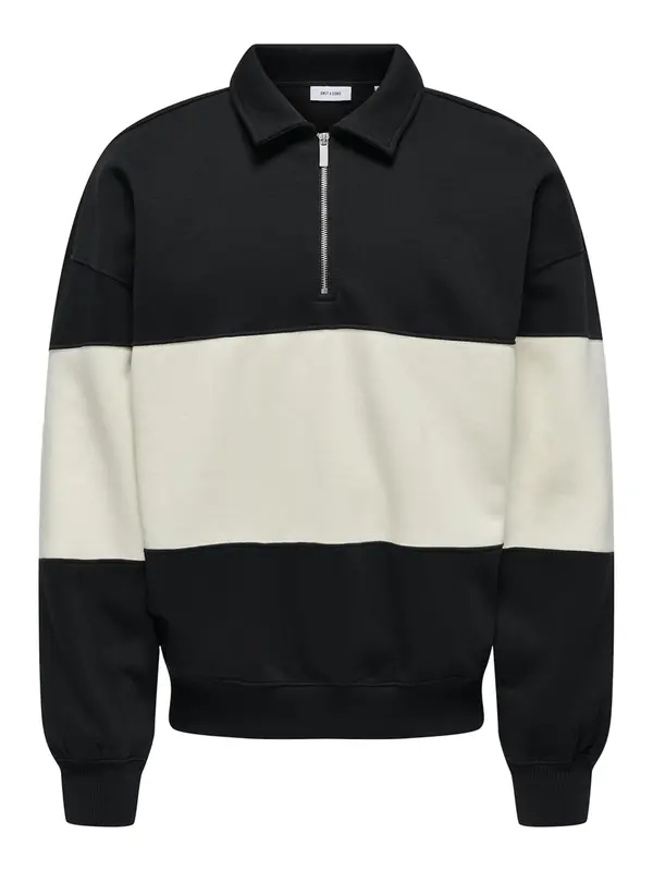 Only & Sons Only & Sons Sweater majica 'Byron'  crna / bijela