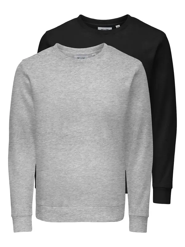 Only & Sons Only & Sons Sweater majica 'Chase'  siva / crna