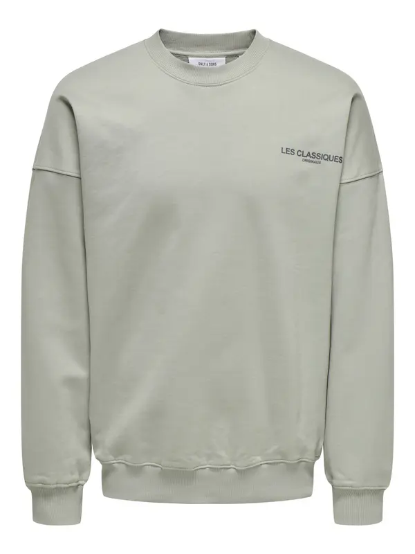 Only & Sons Only & Sons Sweater majica 'Les Classiques'  svijetlosiva / crna