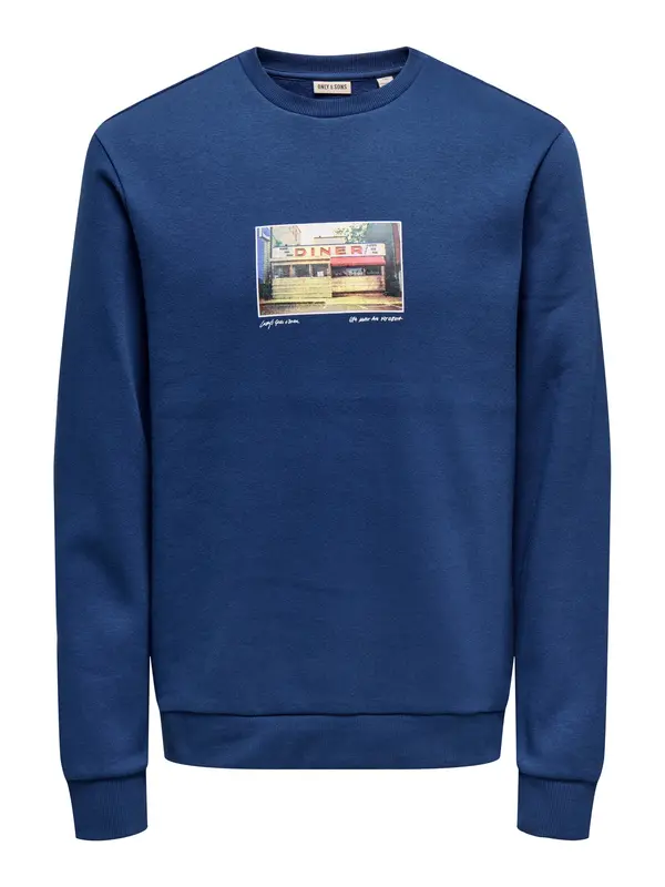 Only & Sons Only & Sons Sweater majica 'ONSCERES'  plava / pastelno žuta / crvena