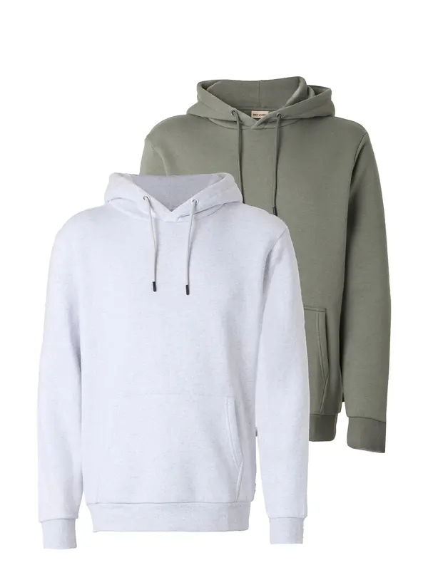 Only & Sons Only & Sons Sweater majica 'ONSCERES'  svijetlosiva / zelena melange
