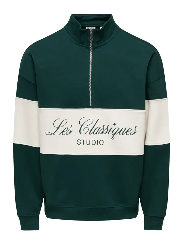 Only & Sons Only & Sons Sweater majica 'ONSLES CLASSIQUES'  kraljevski zelena / bijela