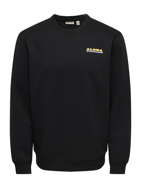 Only & Sons Only & Sons Sweater majica 'ONSLUCCA ALOHA'  žuta / ljubičasta / ciglasto crvena / crna