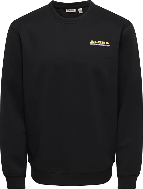 Only & Sons Only & Sons Sweater majica 'ONSLUCCA ALOHA'  žuta / ljubičasta / ciglasto crvena / crna