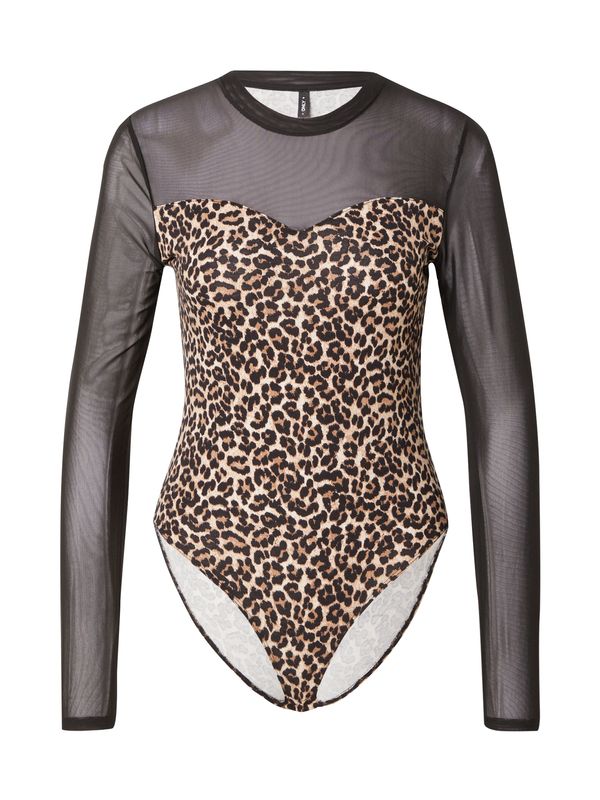 ONLY ONLY Bodi majica 'ONLLIVE LOVE'  tamno bež / crna