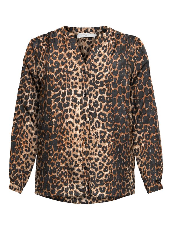 ONLY Carmakoma ONLY Carmakoma Bluza 'CARANITA'  boja devine dlake (camel) / konjak / crna / bijela