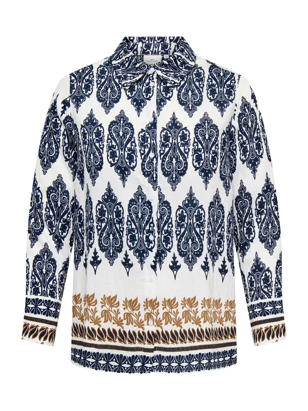 ONLY Carmakoma ONLY Carmakoma Bluza 'CARHavana'  plava / karamela / bijela
