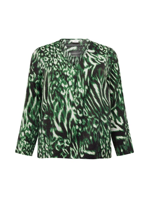 ONLY Carmakoma ONLY Carmakoma Bluza 'JADA'  tamno zelena / crna / prljavo bijela