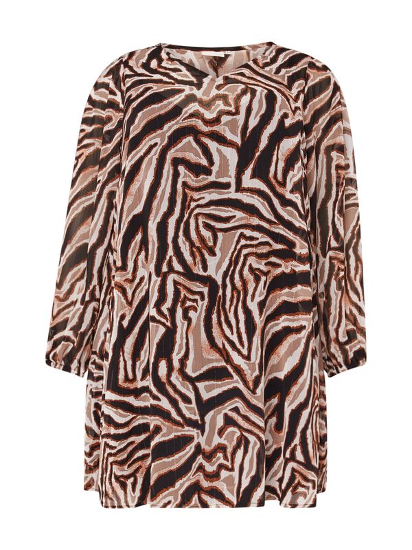 ONLY Carmakoma ONLY Carmakoma Haljina 'KAIA'  smeđa / svijetlosmeđa / crna / bijela