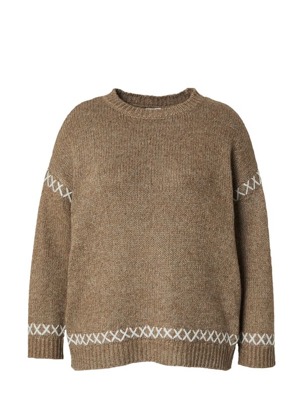 ONLY Carmakoma ONLY Carmakoma Pulover 'CARAMANDA'  smeđa melange / bijela