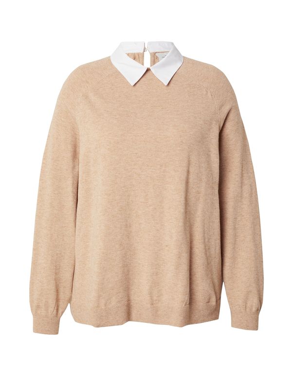 ONLY Carmakoma ONLY Carmakoma Pulover 'CARANGIE'  tamno bež / bijela