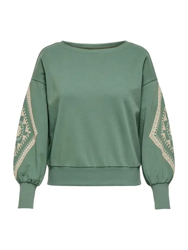 ONLY Carmakoma ONLY Carmakoma Sweater majica 'CARDEBORAH'  bež / tamno zelena