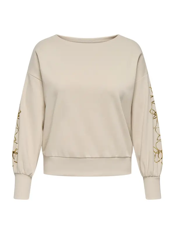 ONLY Carmakoma ONLY Carmakoma Sweater majica 'CARDEBORAH'  bež / zlatna