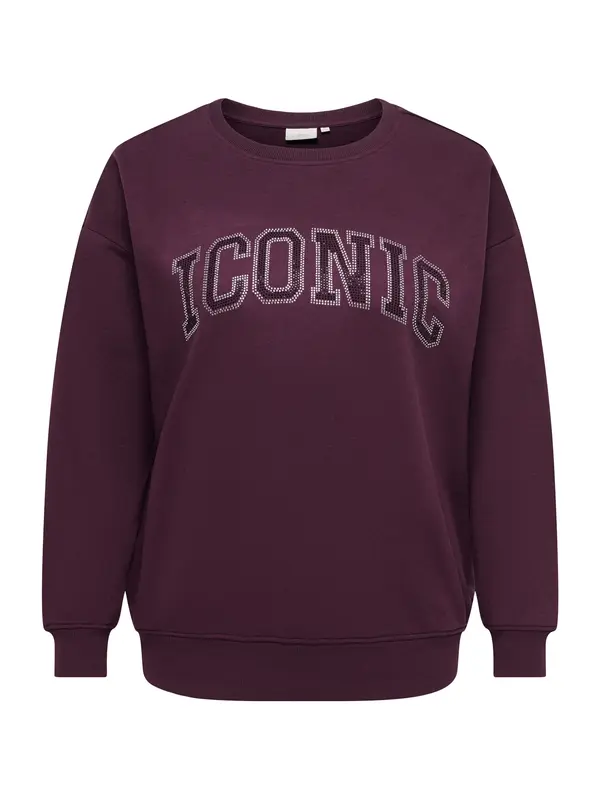 ONLY Carmakoma ONLY Carmakoma Sweater majica 'CARRIRI'  boja vina / srebro