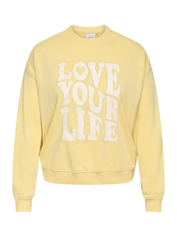 ONLY Carmakoma ONLY Carmakoma Sweater majica 'CARSandy'  limun žuta / bijela