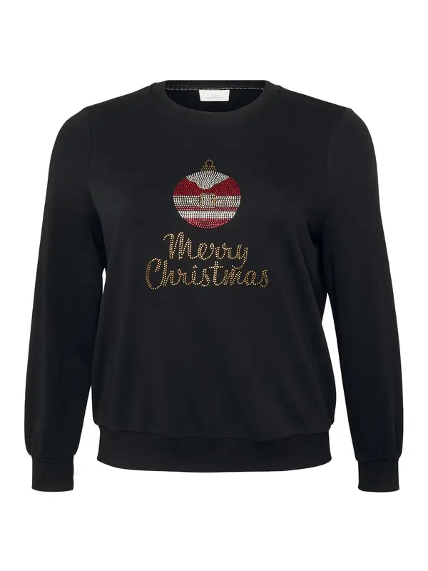 ONLY Carmakoma ONLY Carmakoma Sweater majica 'CARXMAS SNOW'  zlatna / crvena / crna / bijela