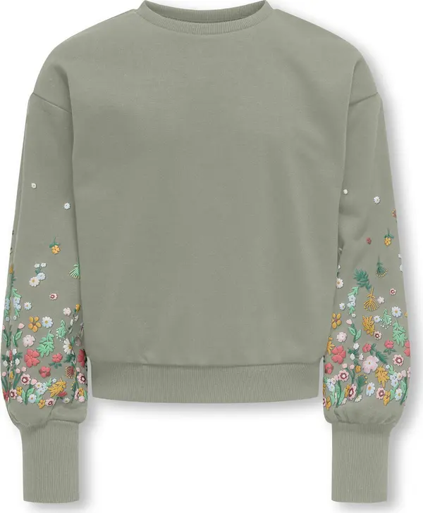 ONLY GIRLS ONLY GIRLS Sweater majica 'KOGBROOKE'  sepija / žad / svijetlozelena / malina