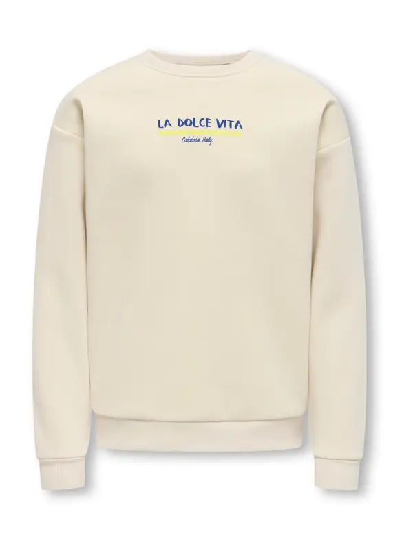 ONLY GIRLS ONLY GIRLS Sweater majica 'KOGCANASTA'  bež / indigo / limeta zelena