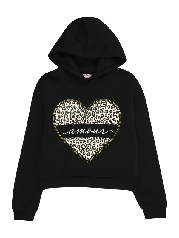 ONLY GIRLS ONLY GIRLS Sweater majica 'KOGCooper'  sivkasto bež / crna / bijela