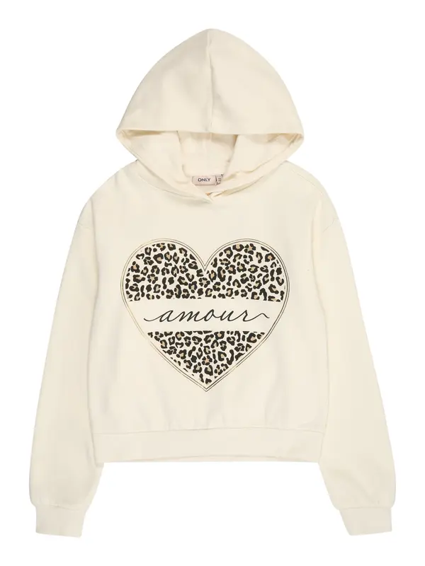 ONLY GIRLS ONLY GIRLS Sweater majica 'KOGCooper'  sivkasto bež / crna / prljavo bijela